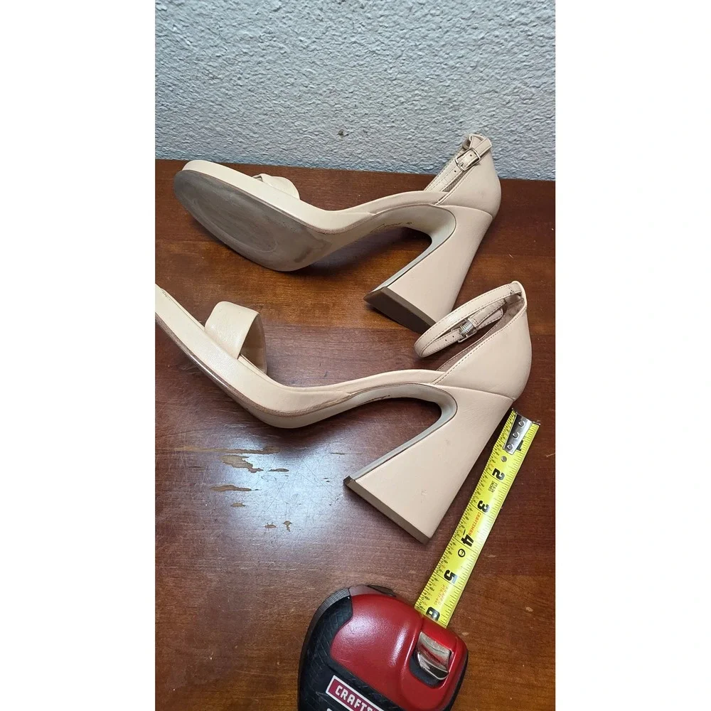 Circus by Sam Edelman Block Heel Sandals Women 10 Beige Ankle Strap Flared Heel - Picture 4 of 7